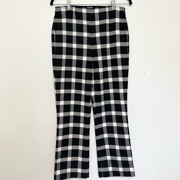 Gap NWOT plaid black and white crop flair trousers size 4 - Picture 1 of 5